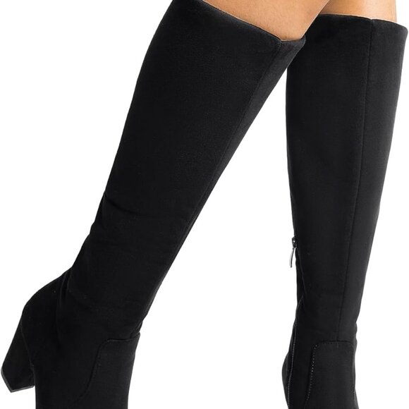 Stylish Women's Black Chunky Heel Knee High Boots - Perfect for Every Occasion - Picture 5 of 7
